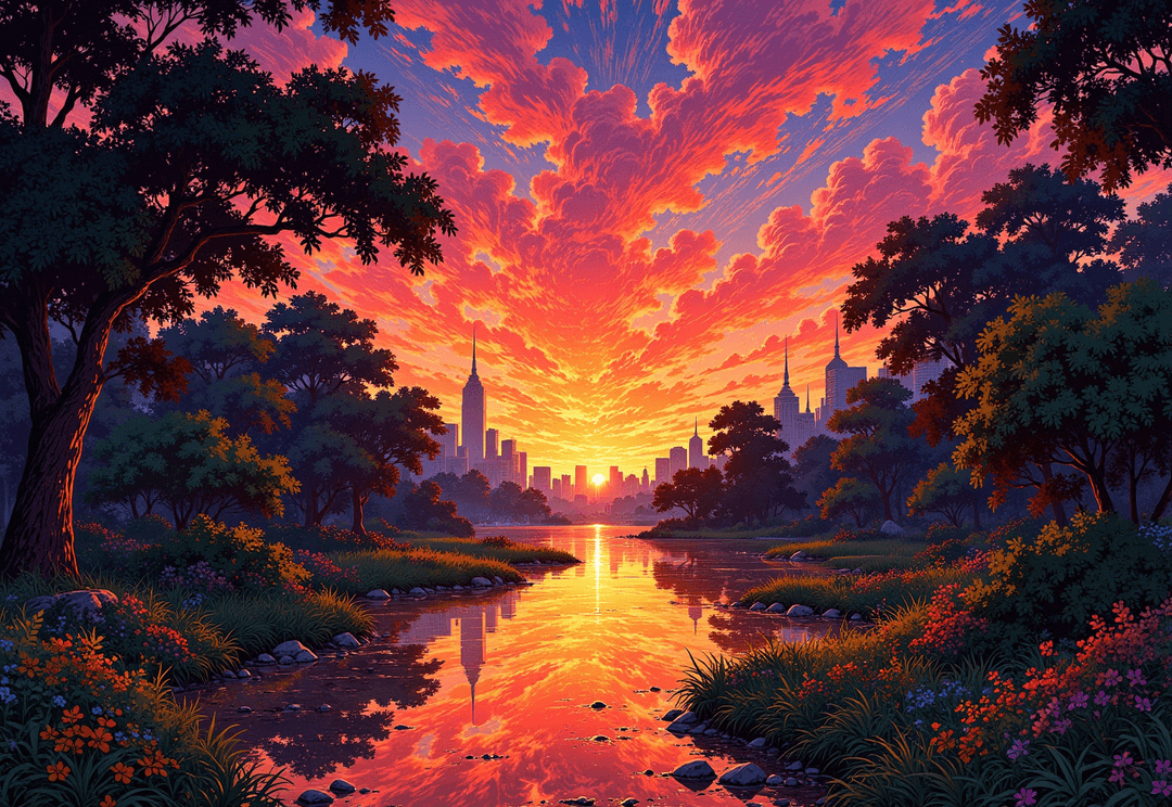 A sunset in New york city