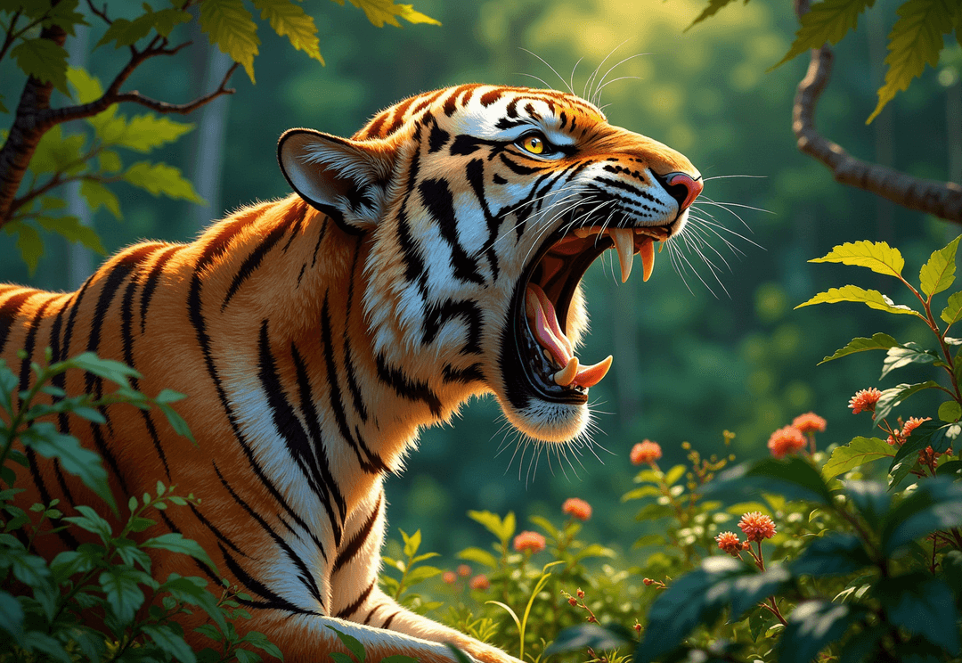 Roaring tiger in the jungle